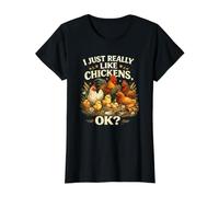 Asador I Just Very Much Like Chickens Ok Funny Chicken Love Camiseta gráfica económica, Mujer, Negro, XL