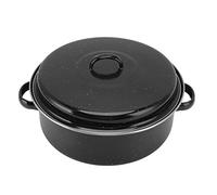 Asador Redondo Con Tapa, Bandeja Para Asar Con Rejilla, Olla Para Barbacoa Negra, Bandeja Para Asar Con Tapa, Bandeja Para Asar Antiadherente Con Tapa Y Estante Para Batatas Asadas Y Castañas(28cm)