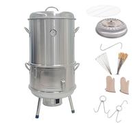 Asador Vertical de Carbón con Termómetro Barbacoa de Acero Inoxidable 430 con Diversos Accesorios Calentamiento Uniforme de 360° Horno Comercial para Asar Patos for Barbacoa, Pavo, Ganso, Cordero