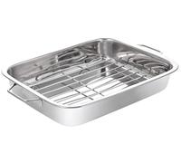 Asador y rejilla de acero inoxidable de 30 cm, sartén compacta para horno, asas resistentes, 5 cm de profundidad, utensilios duraderos para hornear carnes y verduras, apto para lavavajillas