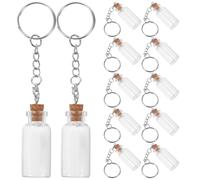 ASAKKURA 12 Llaveros con Mini Botellas de Vidrio Transparentes de 5 Ml, Llaveros con Tarros de Cristal para Deseos, Kit de 12 Piezas para Manualidades y Regalos Diy, Ideales