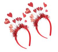 ASAKKURA 2 Diademas Ligeras Forma de Corazón para San Valentín y Fiestas, Accesorio Cabello Cómodo Material Sintético en Color Rojo