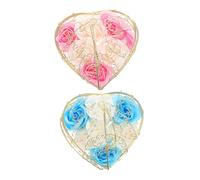 ASAKKURA 2piezas Corazón De Rosa Simulada Cesta De Hierro Jabón Floral Aromatizado Para Decoración y Especiales Para Bodas y Cumpleaños