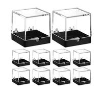 ASAKKURA Caja Transparente para Exhibición de Minerales y Rocas 10 Unidades, Mini Vitrinas Cuadradas de Plástico 3,5 Cm para Almacenamiento y Presentación de Cristales y Joyería Pequeña