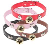 ASAKKURA Collares Ajustables para Cabras y Ovejas con Campanas, 4 Piezas en Rojo, Negro, Rosa y Marrón, Collar de Seguridad para Ganado Pequeño, Accesorios para Granja