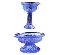 ASAKKURA Copa de Adoración Budista Hogar, Juego de 2 Tazas de Ofrenda Azul de Material Sintético, Seguras y Estables para Rituales y Decoración Religiosa