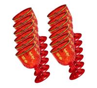ASAKKURA Copas de Boda Chinas Rojas de Plástico 12 Piezas 40 Ml para Celebraciones Festivas, Copas Pequeñas para Vino Tradicionales, Tazas para Recepciones y Eventos Familiares