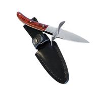 ASAKKURA Cuchillo Herramienta de Corte de Acero Inoxidable para Abrir Ostras con Mango Marrón y Protector de Mano Adecuado para Fiestas Privadas y Picnic