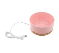 ASAKKURA Cuenco Calentado Pequeño para Gatos y Mascotas Pequeñas, Tazón de Agua Térmico USB Rosa, Bebedero Eléctrico Antiescarcha para Uso Interior y Exterior, Recipiente de Agua