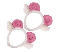 ASAKKURA Diadema de Oveja Rosa Peluche 2 Piezas Cuernos y Orejas de Cordero para Cosplay y Maquillaje, Accesorio Ligero para Fiestas, Carnavales y Cuidado Facial