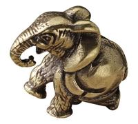 ASAKKURA Escultura de Elefante Miniatura de Latón Sólido, Figura Decorativa de Animales para Hogar y Oficina, Estatua Pequeña de Bronce para Colección y Decoración de Interiores