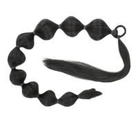 ASAKKURA Extensión de Caballo Larga con Burbujas de Fibra de Alta Temperatura, Cómoda y Fácil de Usar, Postizo Natural Negro para Moños y Trenzas