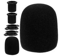 ASAKKURA Fundas de Esponja para Micrófono Negro, 6 Piezas, Protección Antiviento y Antisalpicaduras, Accesorio para Micrófonos de Escenario, Uso en Interior y Exterior, Mejora Grabación