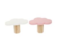 ASAKKURA Ganchos para Colgar de Madera Diseño de Nubes en Tonos Claros y Rosados, 2 Piezas, Decoración de Pared Infantil, Perchero Práctico para Habitación, Adecuado para Estilo Aleatorio