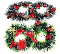 ASAKKURA Guirnalda Navideña Mini de 12 Cm, 4 Piezas Reutilizables de Plástico para Decoración de Pared y Chimenea en Fiestas de Navidad Varios Estilos