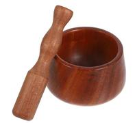 ASAKKURA Mortero de Madera de Ébano 1 Pieza para Cocina Familiar, Machacador de Ajo y Especias Tradicional, Tazón de Molienda Manual para Hierbas y Condimentos, Herramienta Versátil
