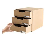 ASAKKURA Organizador de Cajones de Escritorio de Papel, Caja Archivadora para Oficina Cajón Extraíble, Tamaño Compacto, Color Papel Kraft, Estuche para Guardar Carpetas y Papelería,