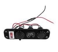 ASAKKURA Panel Cargador Coche 12-24v Doble Puerto USB, Pantalla LED Digital Voltímetro, Interruptor On/Off, Protección contra Sobrecarga para Autos, Motos, Barcos y Vehículos Recreativos