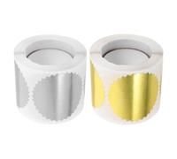ASAKKURA Pegatinas Adhesivas de Sello Metálico Dorado, 2 Rollos Diseño de Engranaje, Papel Resistente para Uso Prolongado en Oficinas y Fiestas