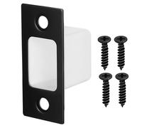 ASAKKURA Placa de Cerrojo de Seguridad Negra, Kit Tornillos y Caja de Cierre, Acero Inoxidable, Refuerzo para Puerta de Entrada, Placa de Impacto Resistente y Compatible Cerraduras