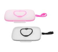 ASAKKURA Porta Toallitas Húmedas para 2 Unidades, Contenedor Portátil Recargable Cierre Hermético, Diseño en Forma de Corazón Color Claro y Rosa, Dispensador Reutilizable para