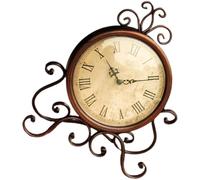 ASAKKURA Reloj de Mesita de Noche Vintage de Hierro y Vidrio, sin Pilas, Color Marrón, Estilo Europeo para Sala de Estar, Oficina y Dormitorio, Reloj Decorativo de Repisa