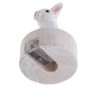 ASAKKURA Sacapuntas Manual de Escritorio con Depósito en Madera con Diseño de Conejo Blanco Kawaii, Portátil y Decorativo Oficina o Escuela