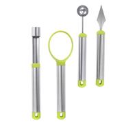 ASAKKURA Set de 4 Sacabocados de Melón de Acero Inoxidable y Pp, Utensilios de Cocina para Frutas como Sandía y Pitaya, Ideales para Uso en Casa y Restaurante