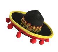 ASAKKURA Sombreros para Mascotas Estilo Mexicano Mini 2 Piezas, Sombrero Tejido Rojo Bola, Accesorios para Perros Pequeños, para Fiestas, Sesiones de Fotos y Disfraces