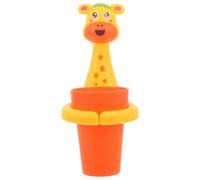 ASAKKURA Soporte de Pared Adhesivo para Baño Infantil Diseño de Jirafa, Portacepillos de Dientes, Vaso de Plástico Amarillo Reutilizable, Organizador sin Taladro para Almacenamiento