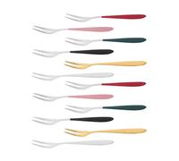 ASAKKURA Tenedores de Fruta y Pastel de Acero Inoxidable 304 Set 12 Piezas Multicolor Aptos para Aperitivos Postres y Uso en Cocina Doméstica y Eventos