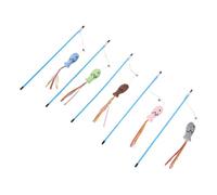 ASAKKURA Varita de Juego para Gatos 5 Piezas con Forma de Pez, Cintas Coloridas y Campana, Juguete Interactivo para Estimular la Caza Ejercicio en Gatos Domésticos