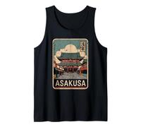 Asakusa Tokyo Japón Vintage Sensoji Templo Kanji Diseño Camiseta sin Mangas