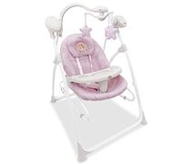 Asalvo 3 EN 1 Columpio, Columpio para bebé con luz y carrusel, 5 velocidades de balanceo automático, 16 melodías Musicales, 5 Sonidos Relajantes, Segura, Desde recién Nacido hasta los 9 kg, Rosa