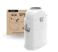 ASALVO Contenedor de pañales con 3 cierres herméticos antiolores y antibacteriano./ Funciona con bolsas de plástico normales / Desecha pañales con una sola mano/ Desmontable para limpieza