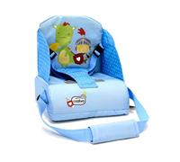 Asalvo BOOSTER CUSCUS Trona de Viaje Portatil para bebés, Asiento elevador para comer, Plegable, Arnés de seguridad, Bolsillo incorporado, Respaldo 25 cm, Desde 6 meses hasta 15 kg, Camaleón Azul