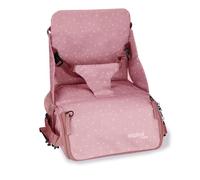 Asalvo BOOSTER HUMMUS Trona Portátil Bebé 2 EN 1 para Viajes y Comidas Fuera, Tronas de Bebé Compactas con Bolsillos para Accesorios, Trona Plegable y Portátil para Bebés con Arnés de Seguridad, Rosa