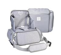 Asalvo BOOSTER SUSHI Trona Portátil Bebé para Viajes y Comidas Fuera, Tronas de Bebé Compactas con Bolsillos para Accesorios, Trona Plegable y Portátil para Bebés con Arnés de Seguridad, Gris