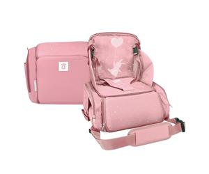 Asalvo BOOSTER SUSHI Trona Portátil Bebé para Viajes y Comidas Fuera, Tronas de Bebé Compactas con Bolsillos para Accesorios, Trona Plegable y Portátil para Bebés con Arnés de Seguridad, Rosa