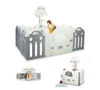 Asalvo Parque Bebé XL 160x120 cm con Canasta y Aros | Corralito Bebé Modular con 12 Paneles y Ventosas Antideslizantes | Parque Infantil Interior Exterior Montessori