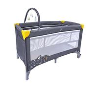 Asalvo COMPLET DÚO Cuna de Viaje, Doble Altura, Doble Bloqueo de Seguridad, Arco de Juegos, Plegado Compacto, Base Acolchada, Bolsa de Transporte, Desde el Nacimiento hasta 15 kg, Perrito Gris