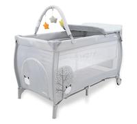 Asalvo Completa Cuna de Viaje, Doble Altura, Doble Bloqueo de Seguridad, Arco de Juegos, Plegado Compacto, Base Acolchada, Bolsa de Transporte, Desde el Nacimiento hasta 15 kg, Nórdica Gris