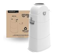 ASALVO Contenedor de pañales con 3 cierres herméticos antiolores y antibacteriano, funciona con bolsas de plástico normales, desmontable para limpieza, capacidad para 50 pañales, Blanco