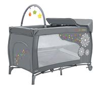 ASALVO Cuna de viaje 120x60, Parque y Cambiador Mix Plus para bebe y niños de 0 a 15kg / 3 EN 1. Plegable. Transporte fácil. Altura ajustable, Bolsa de transporte, ruedas y juguetero. Gris León
