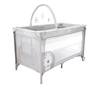 Asalvo COMPLET DÚO Baby, Cuna de Viaje, Doble Altura, Doble Bloqueo de Seguridad, Arco de Juegos, Plegado Compacto, Base Acolchada, Bolsa de Transporte, Desde el Nacimiento hasta 15 kg, León Gris