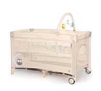 Asalvo Cuna de Viaje Completa con Cambiador y Doble Altura 0-15 kg, Plegable Compacta, Ruedas con Freno y Bolsa de Transporte Complet Dúo Buho