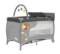 Asalvo Cuna de Viaje Completa con Doble Altura y Cambiador 0-15 kg, Plegado Compacto, Ruedas con Freno y Bolsa de Transporte Zeppelin Gris