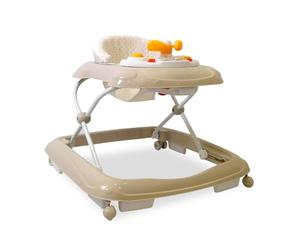 Asalvo DIVER Andador para bebé, Primeros pasos, Centro de Actividades, Bandeja extraíble, 12 melodías, luces LED, 3 Alturas, Plegado compacto, 6 frenos, hasta 12 kg, Estrellas Beige