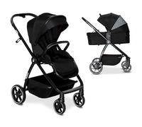 Asalvo DÚO RODAS Silla de Paseo, Carro Plegable Ultraligera y Compacta, Asa Trolley, Equipaje avión, Reclinable, Carro Bebe, Barra Seguridad, Arnés 5 Puntos, hasta 23kg, Negro