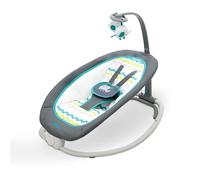 Asalvo FOLD ELEFANTE Hamaca, Hamaca bebé, Respaldo 4 posiciones, Música y vibración relajante, Posición fija y balancín, Arnés 5 puntos, Plegable, Carga máxima 9 kg, Gris Aqua